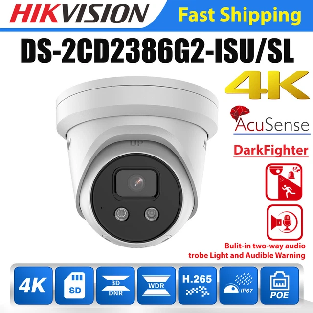 Hikvision Telecamera Di Sicurezza DS-2CD2386G2-ISU/SL - 8 MP 4K, AcuSense, Ottica 2.8 Mm, Visione Notturna
