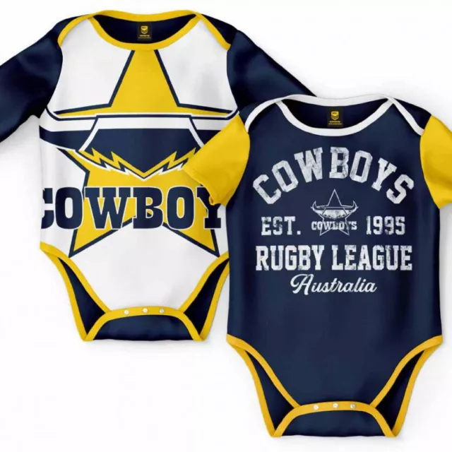 NRL North Queensland Cowboys Baby Bodysuit / Romper 2-Piece Set - Size 1