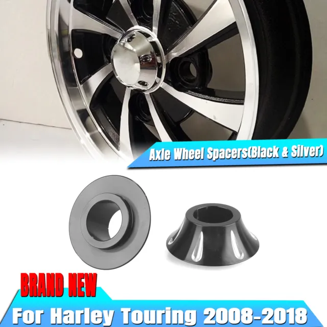 Black White Front Axle Wheel Spacers Kit For Harley Touring 2008-2018 2009 2pcs