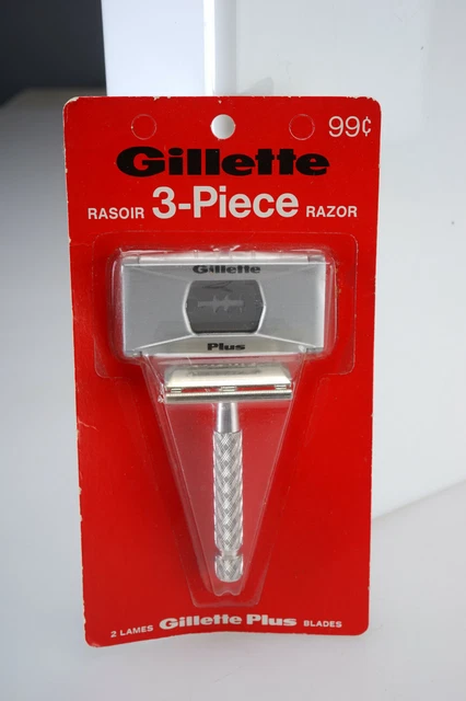 RARE VINTAGE GILLETTE 3-Piece Safety Razor New In Package NIB $39.00 ...