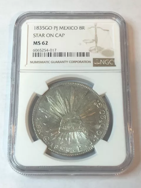 SASA 1835 Go Pj Mexico 8 Reales Ngc Ms62