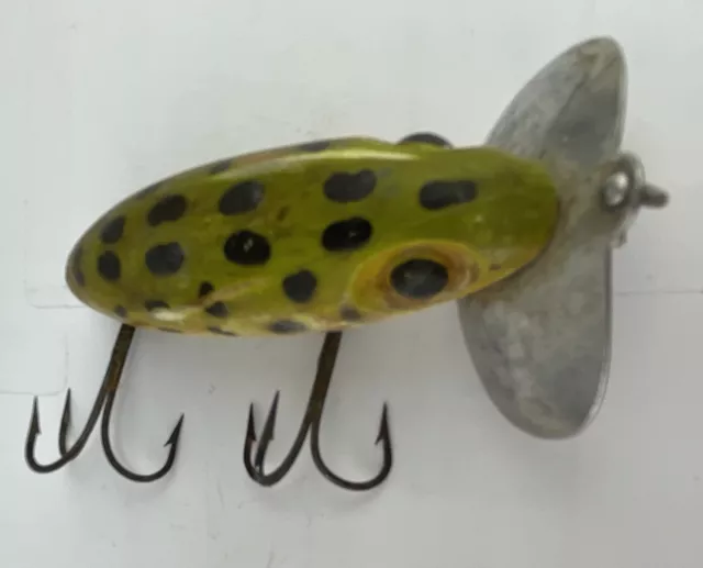 Vintage Fred Arbogast Jitterbug Lure FROG PATTERN 651 W/BOX AND PAPERS 