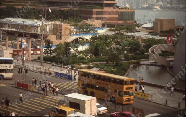 sl70  Original slide 1990's Hong Kong Cultural Ctr double decker bus 299a