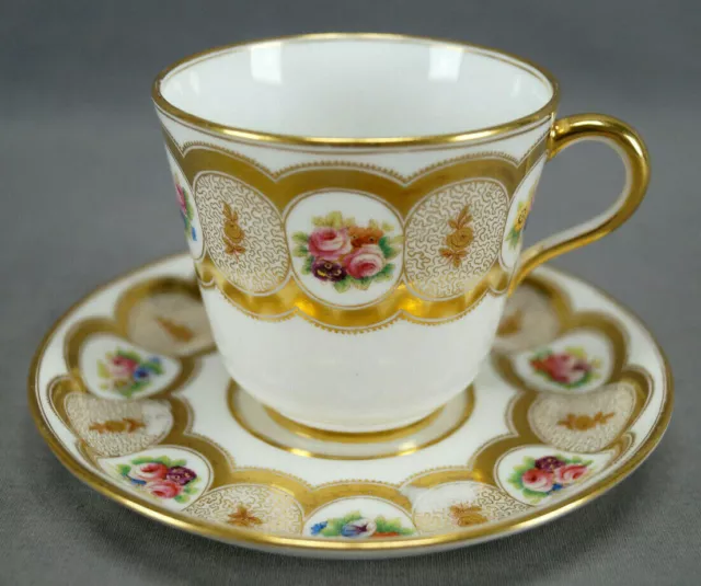 Brown Westhead Moore Pink Rose Floral & Gold Richelieu Shape Tea Cup & Saucer B