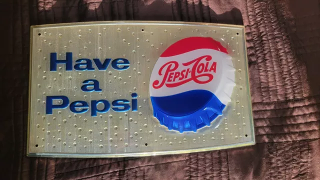 1950's Pepsi Cola "Have A Pepsi" Embossed Plastic Sign