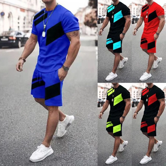 2022 Nuovo Uomo ' S Tuta Pantaloncini Estivi Pantaloni Blocchi Colorati Larga