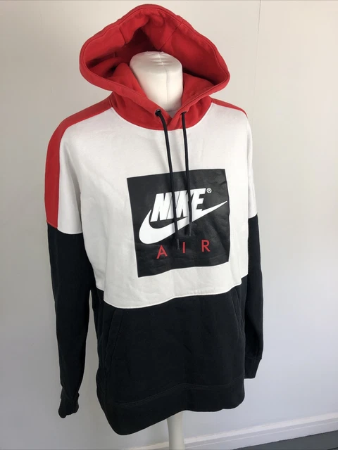 MENS NIKE AIR Box Logo Black White Red Hoody Hoodie Top Hooded Jumper Size M 35.00 PicClick UK