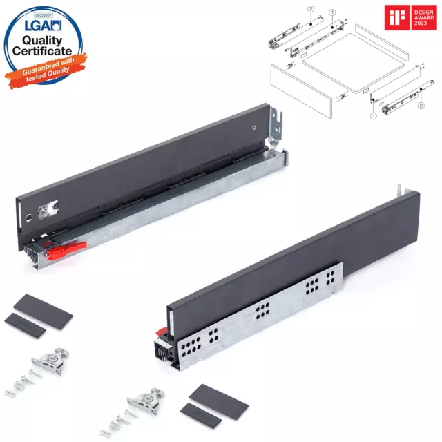 SAMET cassetto cucina push to open & soft close lati sottili corridori antracite