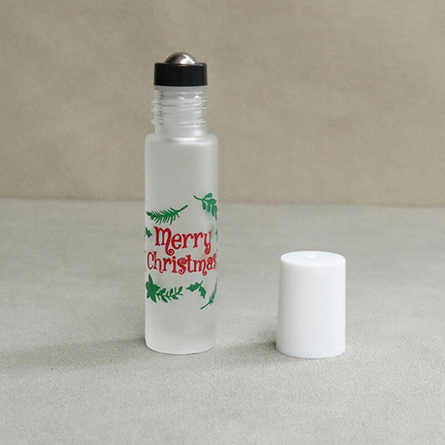 5/10ml Roller Bottles Christmas Theme Glass Steel Roll On Ball For Essential Oil
