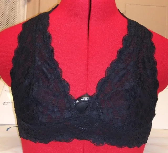 Intimately Free People Navy Blue Galloon Lace Halter Bralette Small