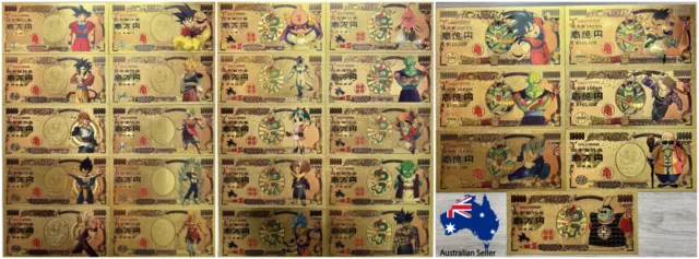 27 pcs/lot Dragonball Z 10000 Yen Gold Japan Dragonball Z Banknote