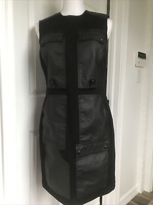 Pre-Owned Alexander Wang Black Sleeveless With Faux Leather Pockets Dress Sz:10