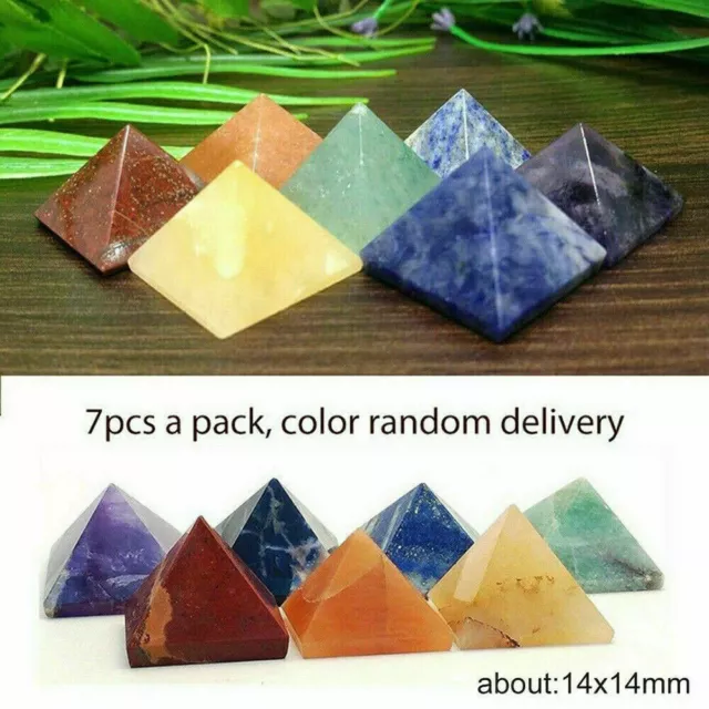 Lot 7Pc Pyramid Gemstone Natural Stone Crystal Quartz Healing Point Chakra Set