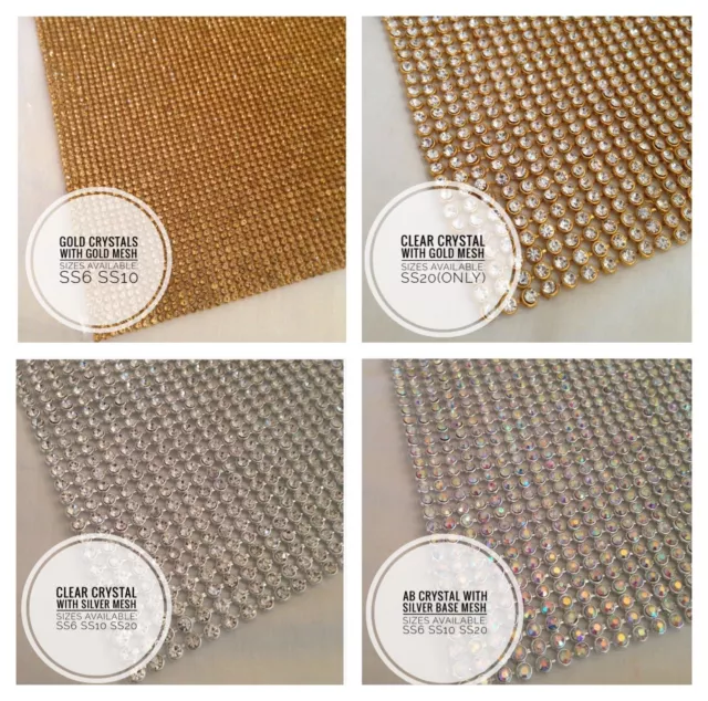 Aufbügeln Chaton Strass Silber Gold Ab & Regenbogen Kristall Streifen Kleid