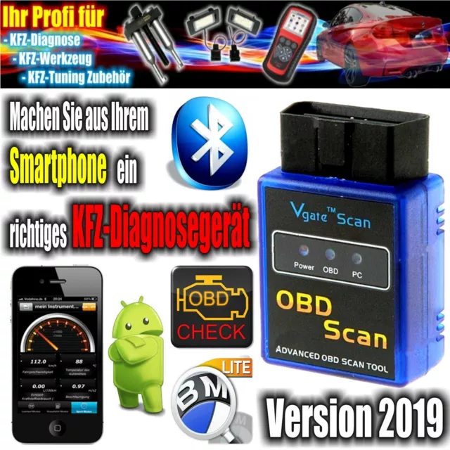 OBD2 Mini Vgate Diagnosegerät Bluetooth für PC Laptop Tablet Android z.B. BMWhat