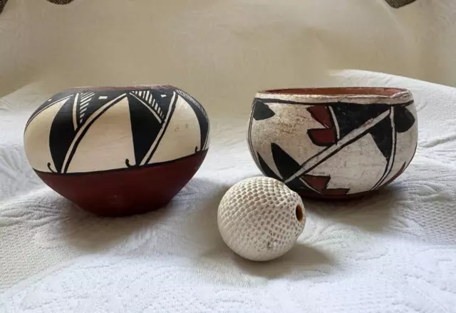 (3) Vintage Indian Pottery pieces - (1) Tigua signed; beautiful!