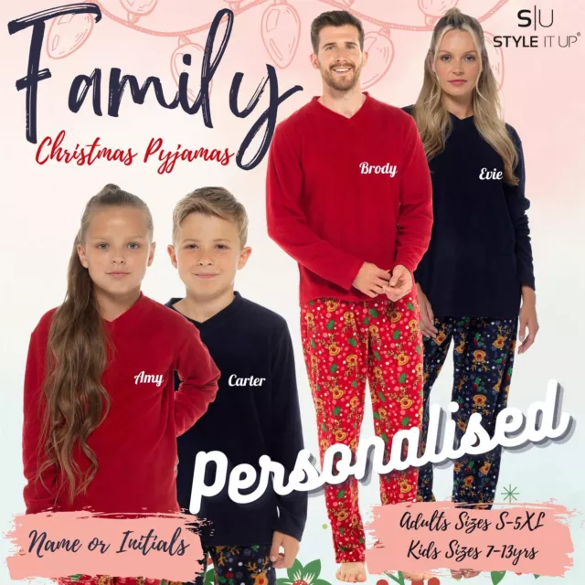 Personalised Family Matching Adult Kids Christmas Pyjamas Xmas Nightwear PJs Set