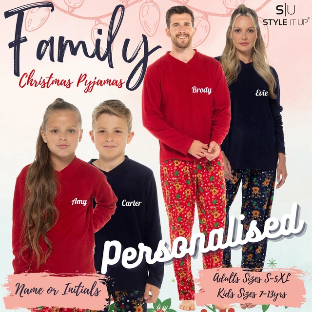Personalisierte familienpassende Erwachsene Kinder Weihnachten Pyjama Weihnachten Nachtwäsche PJs Set
