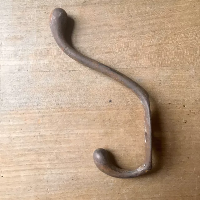 Antique Coat Hook Victorian Cast Iron Vintage Original Reclaimed Old Salvage