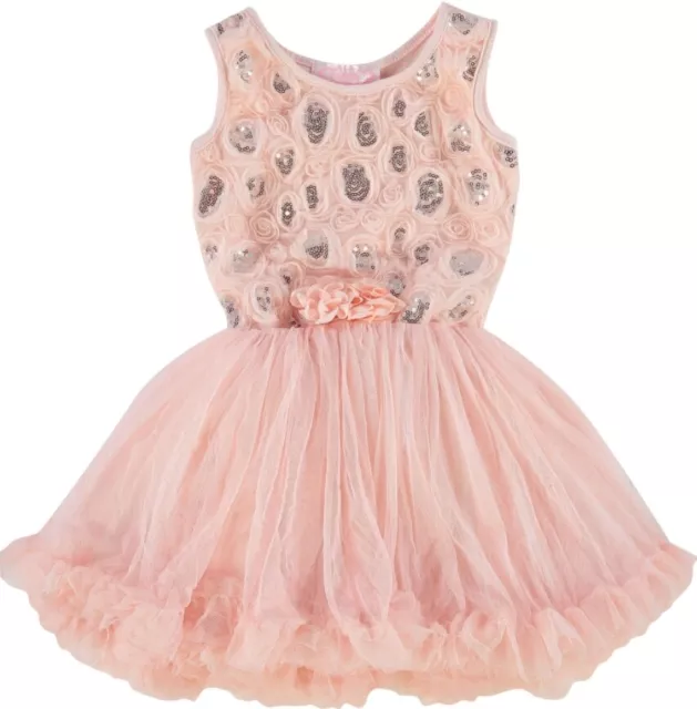 Abito abbellito Popatu bambino/bambina rosa arricciate paillettes età 2 e 3 anni
