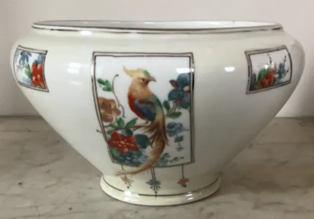 Vintage ROYAL ROCHESTER Fraunfelter Royalite  Bowl - Birds of Paradise, Floral
