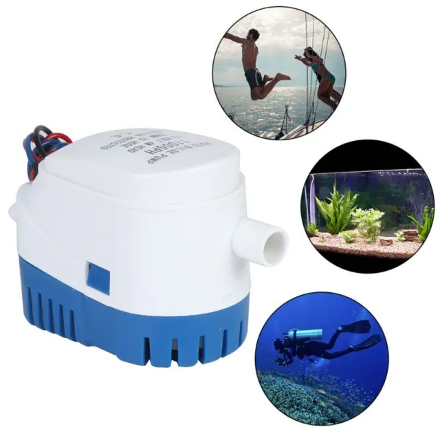 12V 1100GPH Automatic Boat Submersible Bilge Water Pump with Float Switch Marine