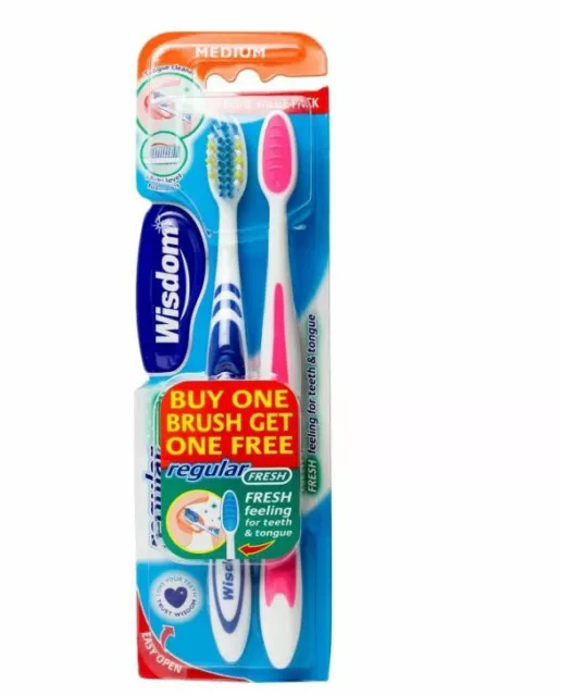 Wisdom Regular Fresh Medium Toothbrush Meduim - 2 Brush in Pack