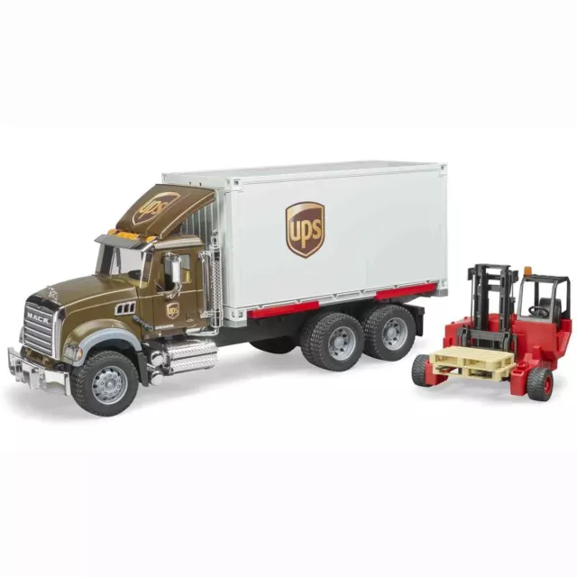 BRUDER 02828 MACK Granite UPS Logistik-LKW mit Mitnahmestapler