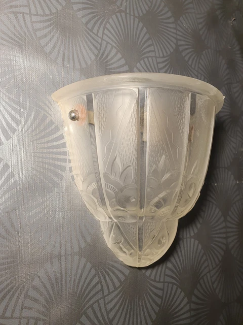 ancienne applique murale lampe art déco HETTIER & VINCENT vasque en verre lustre 5