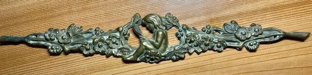 Antique Cast Bronze Cherub Architectural Salvage Intricate Decorative Applique