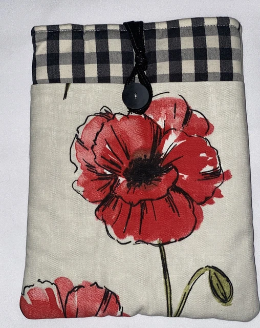 Handgefertigtes Tablet/IPad/Kindle Case Mohnblumen mit Vordertasche