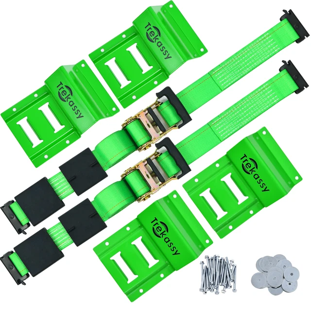 Etrack ATV UTV Wheel Chock Trailer Tire Strap Kit Tie Down Straps Towing System