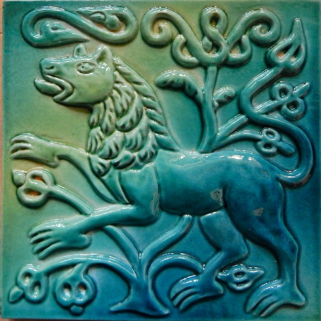 Suzdal Chameleon Art Nouveau Vintage Ceramic Tile Rare Reproduction Majolica