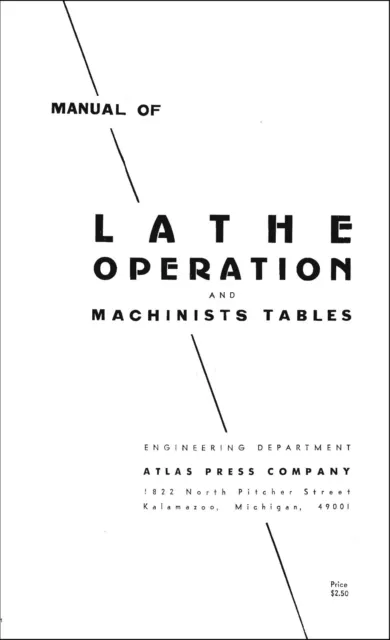 1967 Machinists Tables Manual FIts ATLAS Manual of Lathe Operation 273 pages