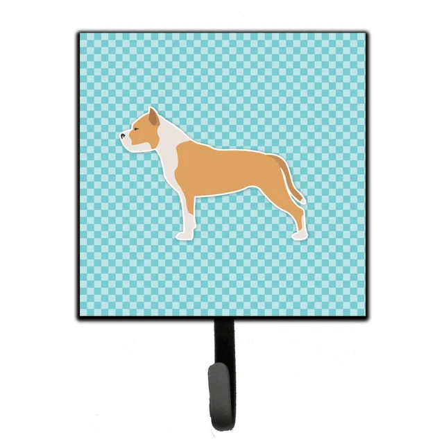 "Caroline's Treasures Staffordshire Bull Terrier Checkerboard Blue Leash or K...
