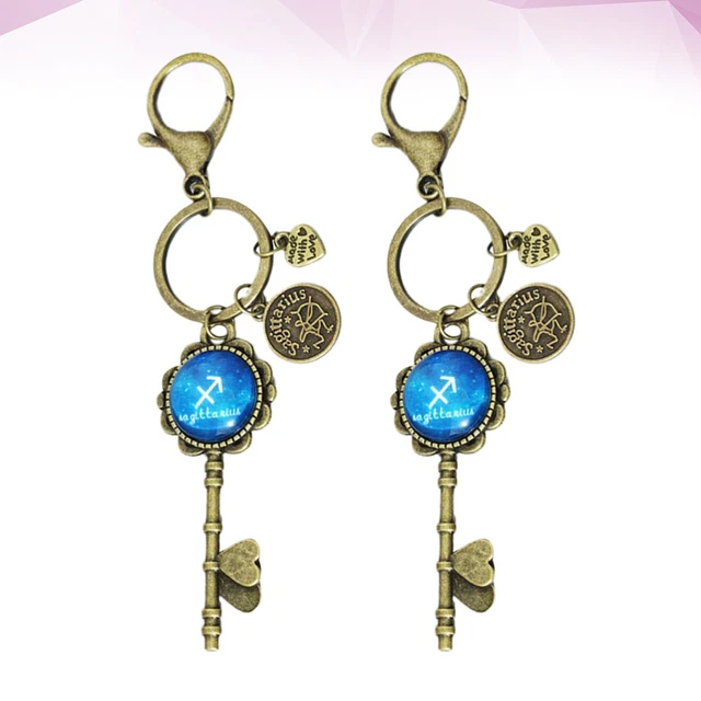 2 Pcs Horoscope Keyrings Wallet Keychain Birthstone Keychain 3
