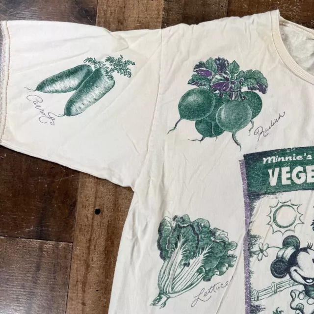 Vintage Disney Womens Shirt White Minnie Mouse Homegrown Vegetables Sleep Tee 2