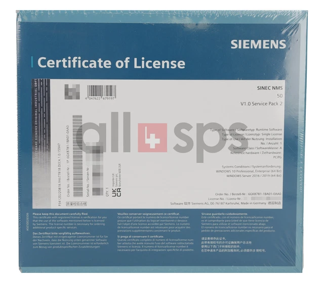 Sinec Nms 50 V1.0 Sp2 - 6Gk8781-1Ba01-0Aa0 (Ns)