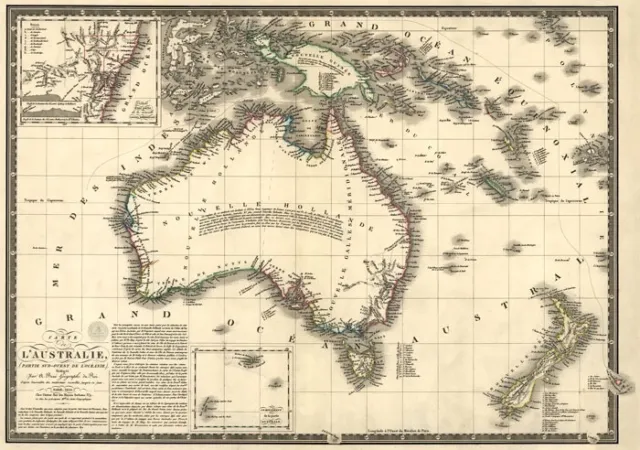 MP57 Vintage 1826 Historical Antique Old Map Of Australia Poster Print A1/A2/A3