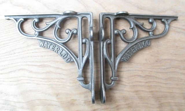 6" PAIR of WATERLOO antique Vintage cast iron shelf bracket Sink Toilet Cistern