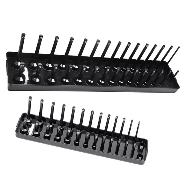 2pcs Metric Socket Tray Rack Holder Storage Tool Organizer 1/4'' and 3/8'',Black