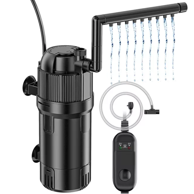 5-in-1 Aquarium Innenfilter mit UV 3w Aquarium 500L/h Filter Pumpe Einstellbarer