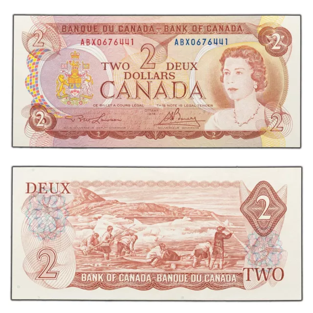 $2 1974 Bank of Canada Note ABX Replacement Prefix BC-47bA - AU