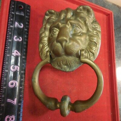 Vintage Large Heavy Brass Lion Head Knocker 3