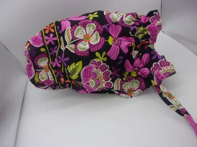VERA BRADLEY Purple/Blk Floral DRAWSTRING PURSE, DITTY, LUNCH, SWIMSUIT BAG