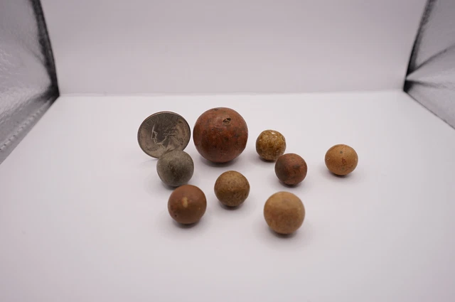 Vintage lot of hand made Clay Marbles mixed sizes 19th Century "redware"