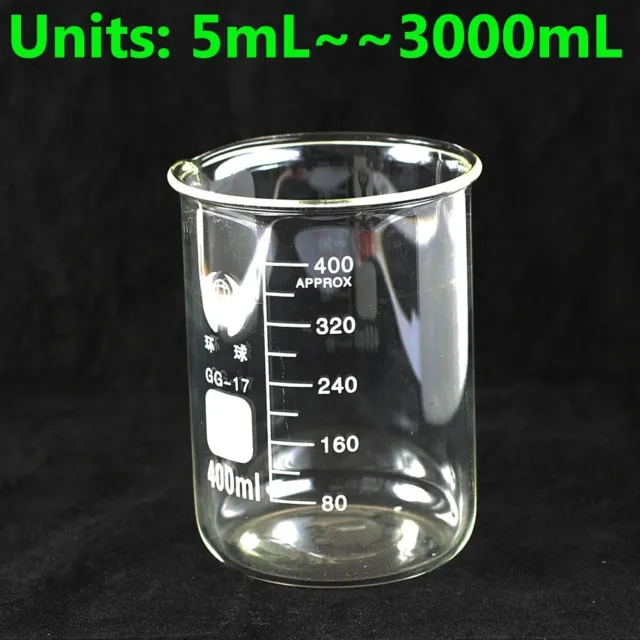 5ML--5000ML Borosilicate Glass Lab Beaker Laboratory Borosilicate Measuring 2