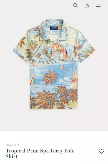 Polo Ralph Lauren Toddler Boys Tropical Print Terry Spa Polo Shirt Size 2/2T 3