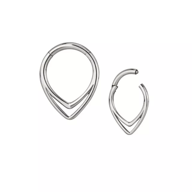 1,2mm Titan Ohr Septum Clicker Doppel Tropfen Segment Ring Silber Helix Daith