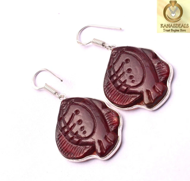 Red Carving Stone Plated Earring Jewellery 10 GM Value-Priced @1.99-71291